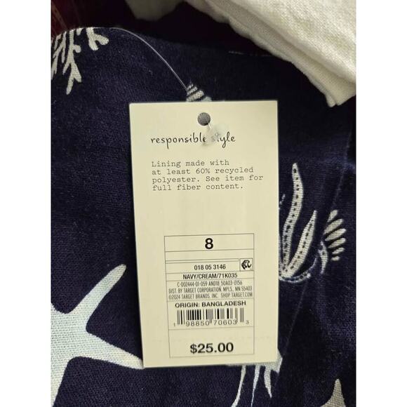 Blue & White Nautical Women's Linen Blend Skort - A New Day NWT/Size  8 - Picture 6 of 6